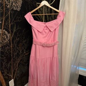 Rebecca Vallance Pink Off-Shoulder Midi Dress